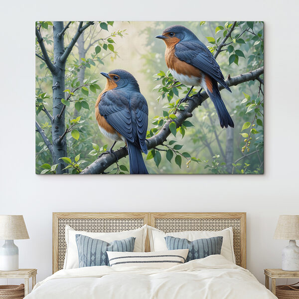 Deux oiseaux sur une branche d'arbre Tableaux Deux oiseaux sur une branche d'arbre