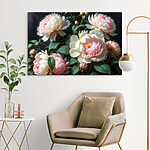 Tableaux Groupe de fleurs avec feuilles vertes