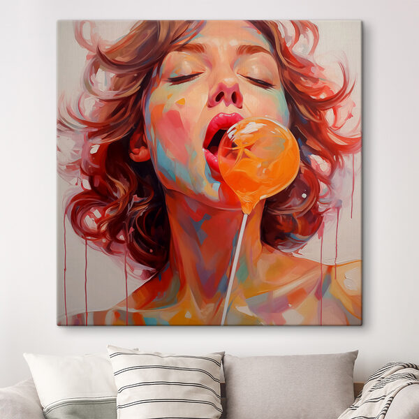 Femme rousse avec une sucette Tableaux Femme rousse avec une sucette