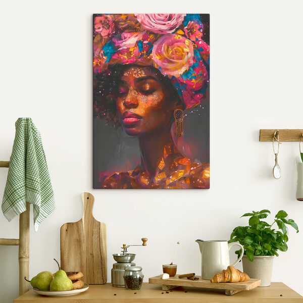 Femme avec des fleurs sur la tête Tableaux Femme avec des fleurs sur la tête