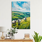 Tableaux Groupe de moutons sur une colline herbeuse