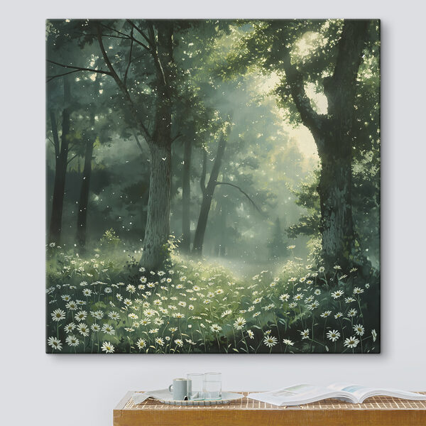 Forêt avec arbres et fleurs Tableaux Forêt avec arbres et fleurs
