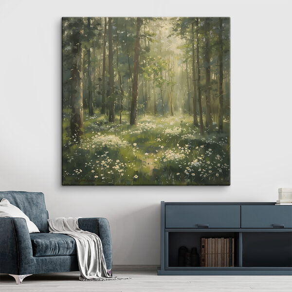 Forêt avec arbres et fleurs Tableaux Forêt avec arbres et fleurs