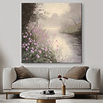 Tableaux Rivière avec des fleurs violettes