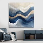 Tableaux Lignes ondulées bleues et blanches