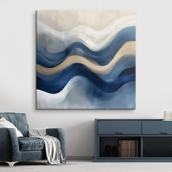 Lignes ondulées bleues et blanches Tableaux Lignes ondulées bleues et blanches