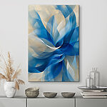 Tableaux Fleur tourbillonnante bleue et blanche