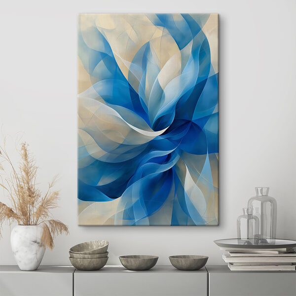 Fleur tourbillonnante bleue et blanche Tableaux Fleur tourbillonnante bleue et blanche