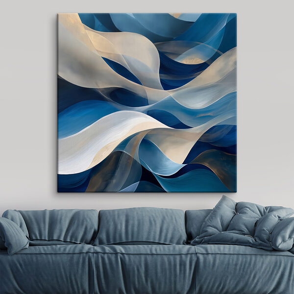 Tableaux Tableaux Lignes ondulées bleues et blanches (UGS : s40248)