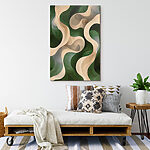 Tableaux Motif ondulé vert et blanc
