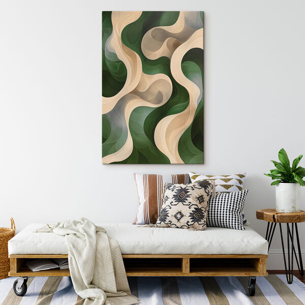 Motif ondulé vert et blanc Tableaux Motif ondulé vert et blanc