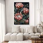 Tableaux Elégants proteas roses en fleurs