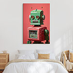 Tableaux Robot vert et rose avec de grands yeux