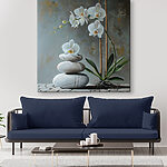 Tableaux Peinture d'une plante et d'une pile de rochers