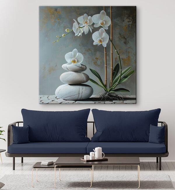 Peinture d'une plante et d'une pile de rochers Tableaux Peinture d'une plante et d'une pile de rochers