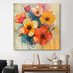 Tableaux Peinture de fleurs sur un mur