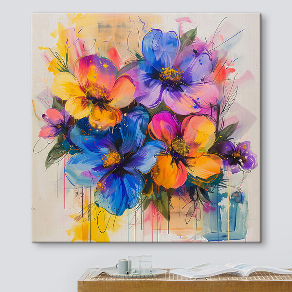 Peinture de fleurs sur une surface blanche Tableaux Peinture de fleurs sur une surface blanche