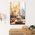 Tableaux Tasse de café et croissants sur une table