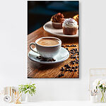 Tableaux Tasse de café et petits gâteaux sur une table