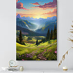 Tableaux Paysage de montagnes et d'arbres