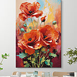 Tableaux Peinture de fleurs rouges