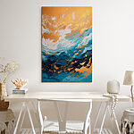 Tableaux Les vagues de l'océan se mêlent à la lumière du soleil