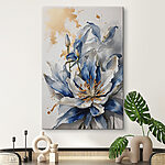 Tableaux Peinture d'une fleur blanche et bleue