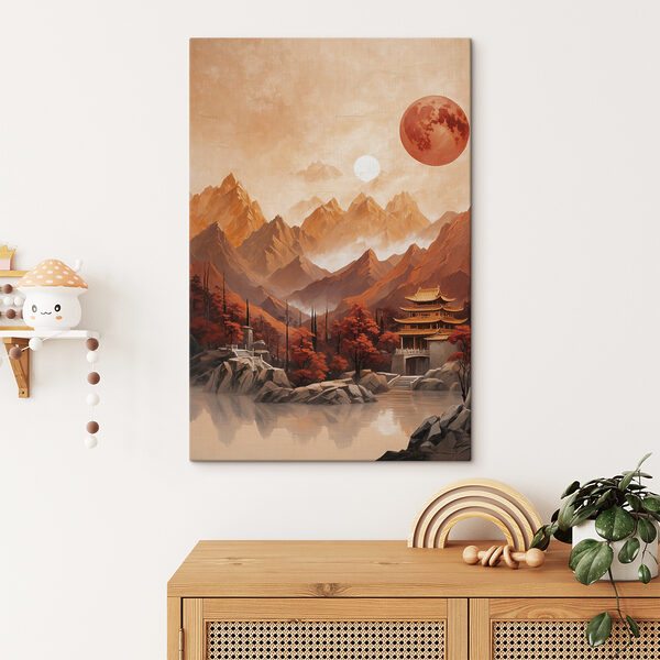Peinture d'un temple dans les montagnes Tableaux Peinture d'un temple dans les montagnes