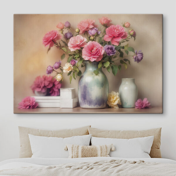Vase avec des fleurs sur une étagère Tableaux Vase avec des fleurs sur une étagère