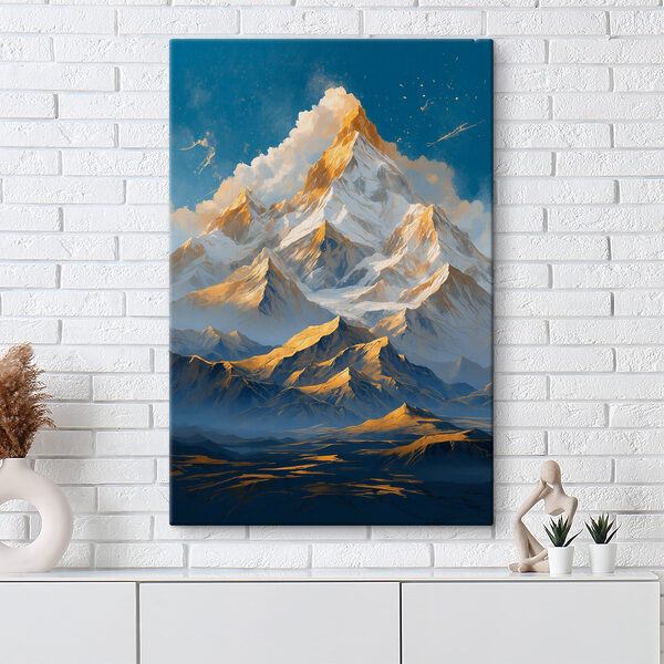 Chaîne de montagnes avec neige et nuages Tableaux Chaîne de montagnes avec neige et nuages