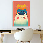 Tableaux Groupe de chats sur fond rose