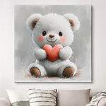 Tableaux Ourson blanc tenant un coeur