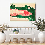 Tableaux Alligator vert aux dents roses