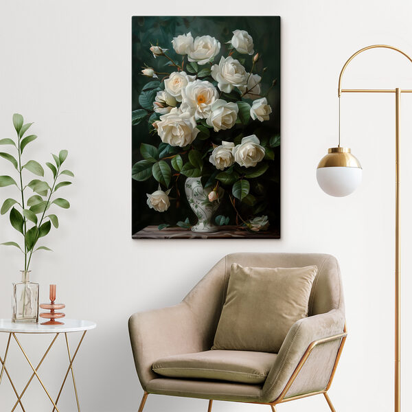 Roses élégantes dans un vase orné Tableaux Roses élégantes dans un vase orné