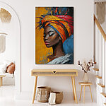 Tableaux Peinture d'une femme avec un couvre-chef coloré