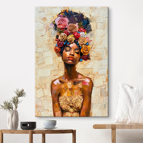 Peinture d'une femme avec des fleurs sur la tête Tableaux Peinture d'une femme avec des fleurs sur la tête