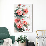 Tableaux Peinture de fleurs roses et d'un papillon