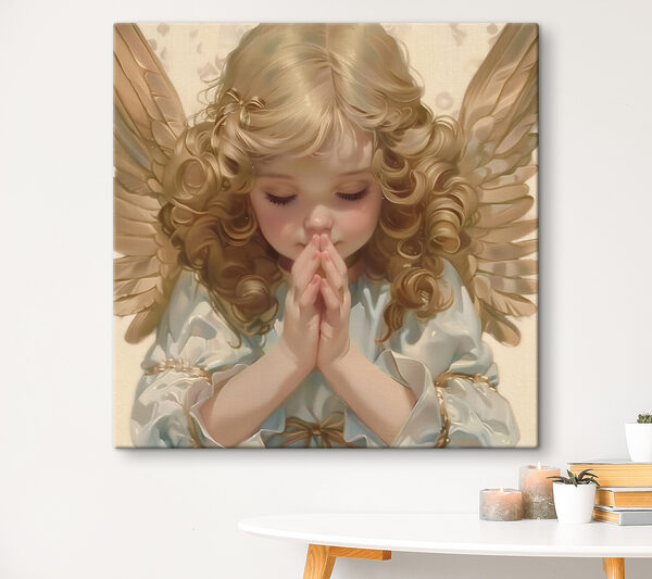 Enfant aux cheveux blonds et aux ailes en train de prier Tableaux Enfant aux cheveux blonds et aux ailes en train de prier