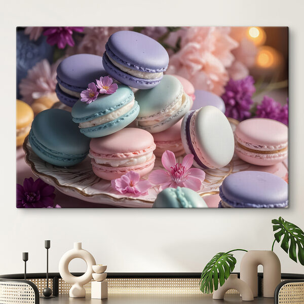 Assiette de macarons colorés Tableaux Assiette de macarons colorés