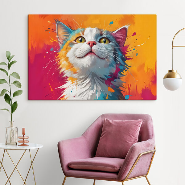 Chat avec des éclaboussures de peinture colorée Tableaux Chat avec des éclaboussures de peinture colorée