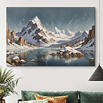 Tableaux Chaîne de montagnes enneigées avec un lac