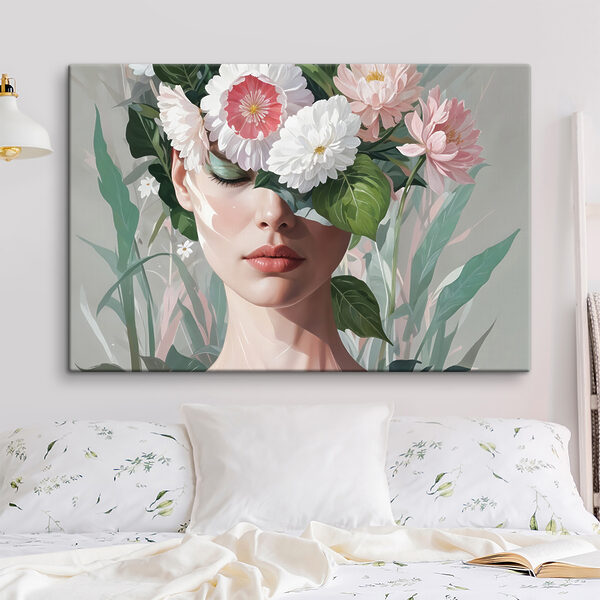 Femme avec des fleurs sur la tête Tableaux Femme avec des fleurs sur la tête