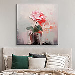 Tableaux Peinture d'une rose rose dans un pot