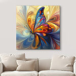Tableaux Canvas prints Colorful butterfly with a yellow and blue background