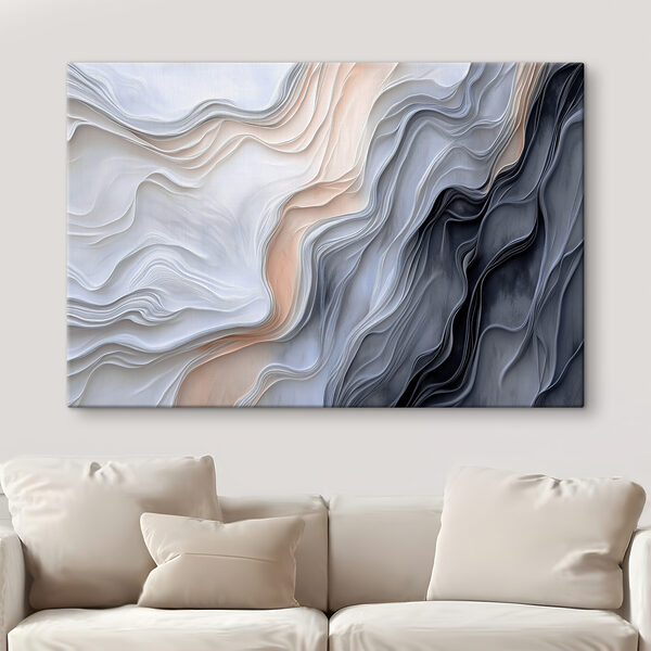 Lignes ondulées blanches et grises Tableaux Lignes ondulées blanches et grises
