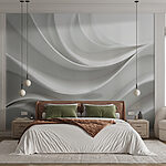 Papier peint Mur blanc aux lignes courbes