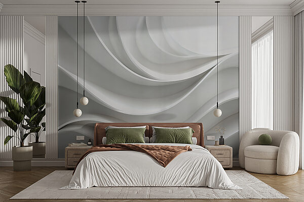 Mur blanc aux lignes courbes Papier peint Mur blanc aux lignes courbes