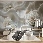 Papier peint Tissu blanc avec boules blanches