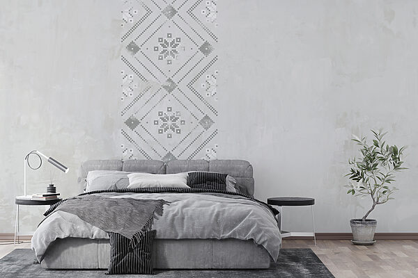 Papier peint Motif gris et blanc sur une surface blanche