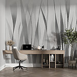 Papier peint Image de plantes en gris et blanc